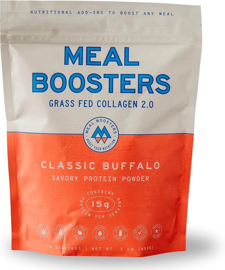 Meal Boosters Savory באפלו אבקת חלבון | 15g Spicy חלבונים | Keto Friendly Cooking Supplement for Gut Health & Recovery | Grassfed Collagen Peptides