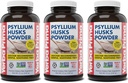 Yerba Prima Psyllium Husks אבקת - 12 oz (Pack של 3) - תוסף סיבים טבעיים - קירור נקי - טבעוני, non-GMO, Gluten-Free (New Label - Packaging May Vary)