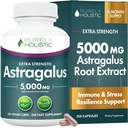 Astragalus קפסולות 5000 מ"ג - 250 קפסולות, 8 + חודש אספקה - גדול עוצמה Astragalus שורש לחלץ 20:1 - non GMO, Vegetarian & Vegan - תומך במערכת החיסון & Cardiovascular