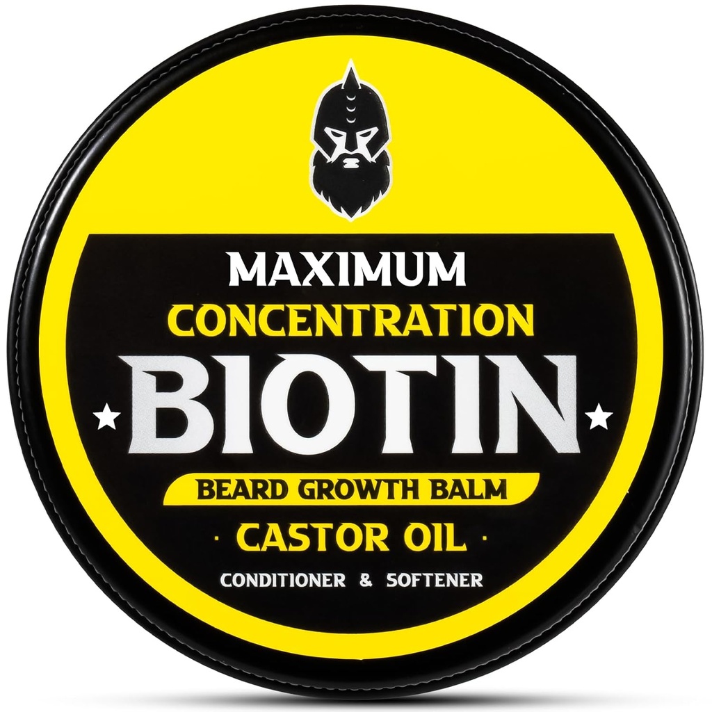 Beard Balm, ריכוז מקסימלי של BIOTIN, עם שמן קסטאור ו Argan & Jo Joba שמנים, מקדם גידול Beard, סגנונות, חיזוקים ו Softens Beards & Mustaches, 2 Ounce, Sandalwood