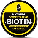 Beard Balm, ריכוז מקסימלי של BIOTIN, עם שמן קסטאור ו Argan & Jo Joba שמנים, מקדם גידול Beard, סגנונות, חיזוקים ו Softens Beards & Mustaches, 2 Ounce, Sandalwood