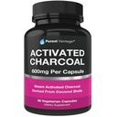 Pure אורגני מופעל קפסולות Charcoal - 600mg לכל קפסולה, 90 קפסולות צמחוניות