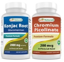 Best Naturals Konjac Glucomannan Root 2000 מ"ג & Chromium Picolinate 200 mcg