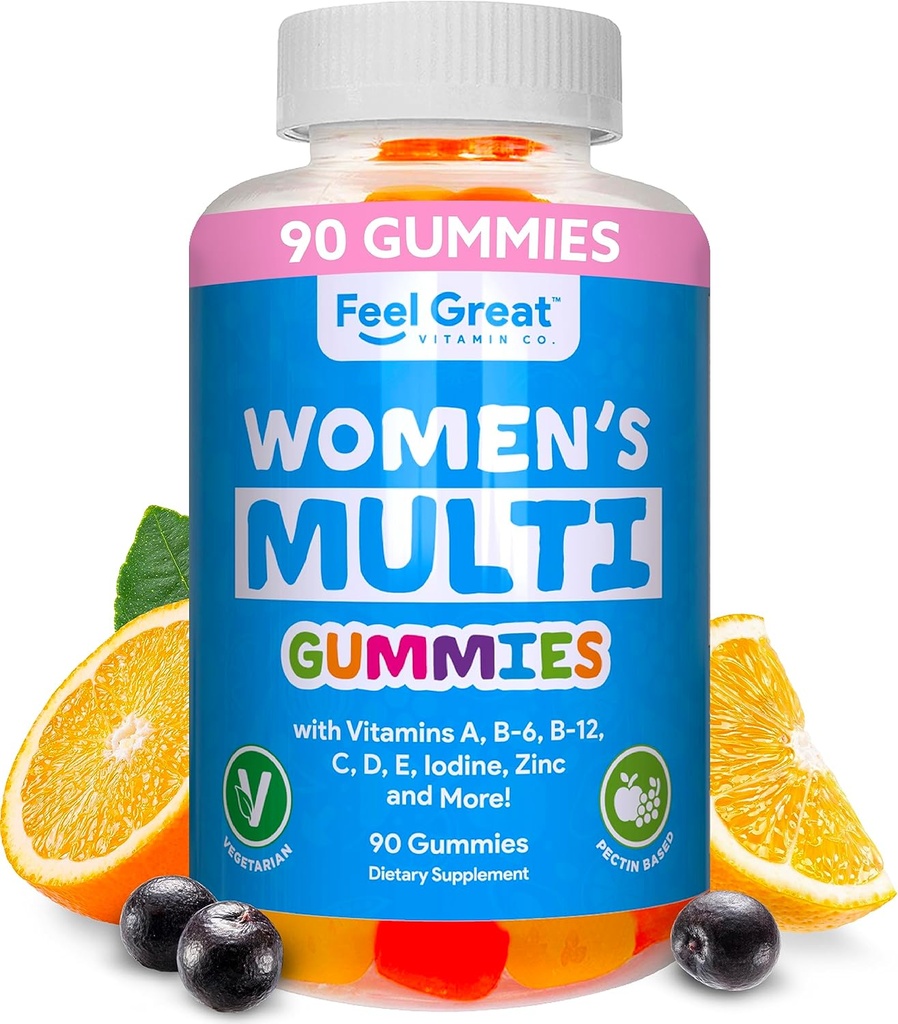 Multivitamin Gummy for Women by Feel Great ויטמין Co | Multi Chewable Gummy תוספת עם ויטמין A, B-6, B-12, C, D, E, Biotin, Choline, Folic Acid, Zinc & More