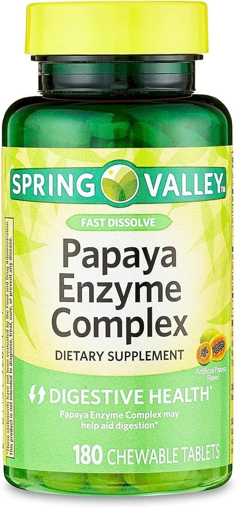 Papaya Enzyme Complex Chewable Tablets Dietary תוסף, 180 הרוזן