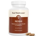 Real Mushrooms Reishi Mushroom כמוסות - Handpiced Organic Mushroom Extracts - Red Reishi for Tranquil Daily Wellness עם מאומת Beta Glucans טבעוני, non-GMO, No Grain Fillers, 90 ct ct