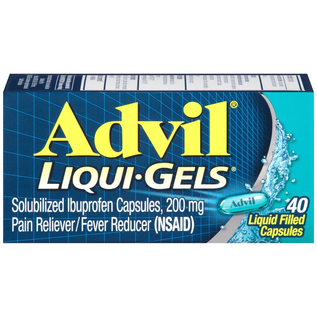 עו"ד Liqui-Gels Pain Reliever and Fever, Pain Medicine for Adults With Ibuprofen 200mg for Headache, Backache, Menstrual Pain and Joint Pain Relief - 40 נוזל מילוי קפסולות