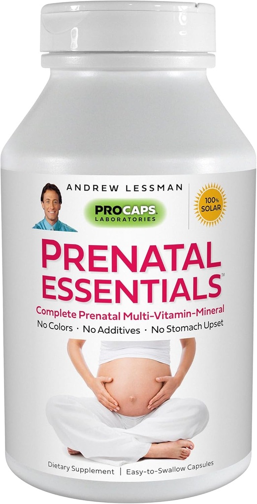 ANDREW LESSMAN Prenatal Essentials 180 קפסולות - ויטמינים טרום לידתיים שלמים לנשים, ללא תוספת של Prenatal Multivitamin, חומרים מזינים עבור נשים טרום לידתי, Postnatal-Methylfolate Prenatal עם ברזל עם ברזל עם ברזל עם ברזל עם ברזל עם ברזל
