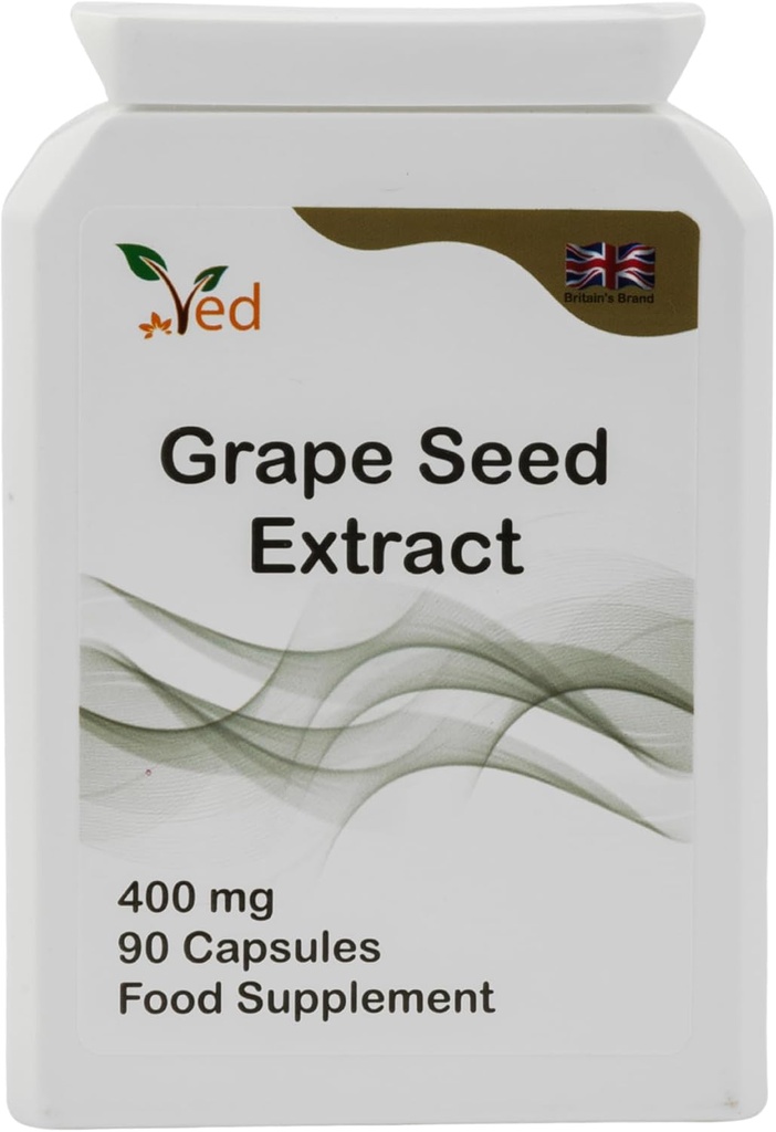Ved OPC Grape Seedמיצוי קפסולות, Min. 95% Oigomeric Proanthocyanidins 400 מ"ג 90 קפסולה טבעונית (3 חודשים)