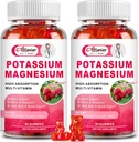 2 Pack Potassium Magnesium תוסף חניכיים - Potassium Citrate & Magnesium Glycinate for Leg Cramps & שריר, Mood & מרגיעה, תמיכה באנרגיה עם ויטמין B6, D3, C Raspberry Flavor