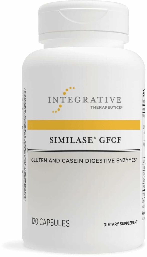 Integrative Therapeutics Similase GFCF - תוסף Enzyme עבור מבוגרים - תמיכה Casein & Gluten Digestion * - Gas & Bloating Support * - חינם חלב ו טבעוני - 120 הרוזן (60 משרתים)
