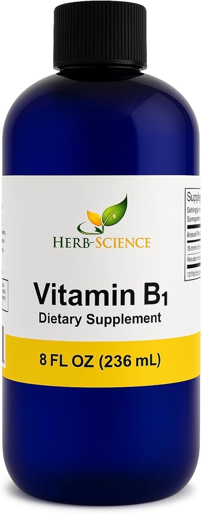 ויטמין נוזלי B1 Drops - Daily Thiamine תוסף לתמיכה ב- Digestion, מערכת העצבים, Heart Health, Stress Relief, Natural Energy Booster - 500% DV, 288 מנות לכל בקבוק - 8 oz.