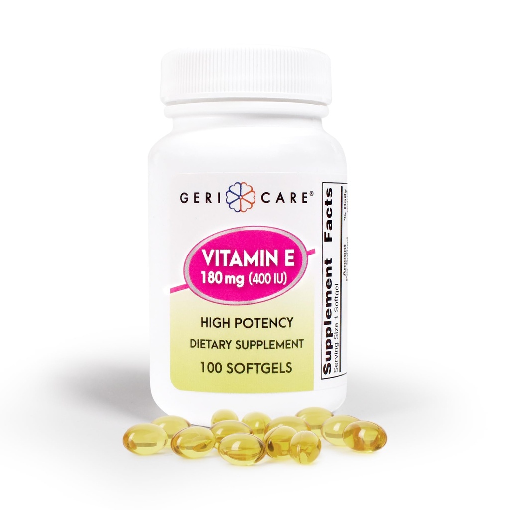 GeriCare High-Potency ויטמין E קפסולות - 400 IU for Skin & Immune Support, 180mg | 100 Count | ויטמין E for Women and Men