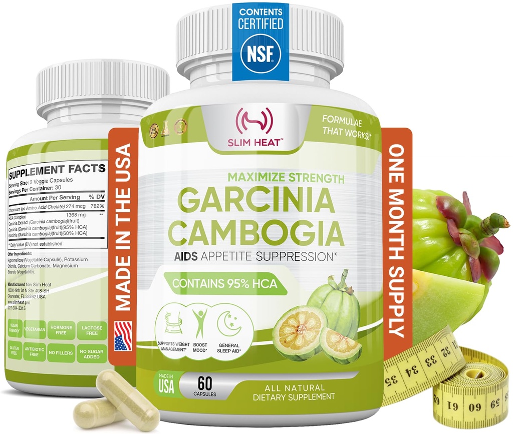 100% טהור Garcinia Cambogia לחלץ עם 95% HCA - לנהל מזון Cravings - הטוב ביותר carb בלוקר עבור נשים וגברים - מקס כוח Garcinia Cambogia Raw Diet Pills Made בארה"ב - 60 ויג'י קפסולות