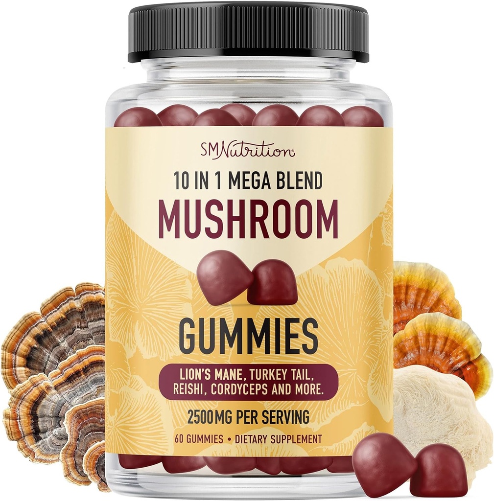 מסטיקמי Mushroom למבוגרים | עם Lions Mane, טורקיה Tail, Reishi, Cordyceps, Chaga & Maitake | Nootropic Mushroom | תמיכה פונקציונליות קוגניטיבית & Immune Health