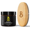 The Beard Club Original Beard Cream & Boar Bristle Beard Brush for Men - Moisturizing and Hydraing for Healthier Surface Hair & Skin - Birchwood Beard Brush for Styling & Taming
