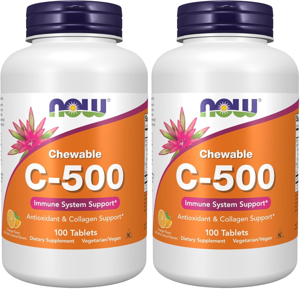 תוספי מזון, ויטמין C-500, Antioxidant Protection *, Orange Juice Flavor, 100 Chewable Lozenges (Pack of 2)