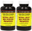 YS Eco Bee Farms, רויאל ג'ולי בי פולן פרפוליס בתוספת גינזנג קוריאני, 90 קפסולות (2Pack)