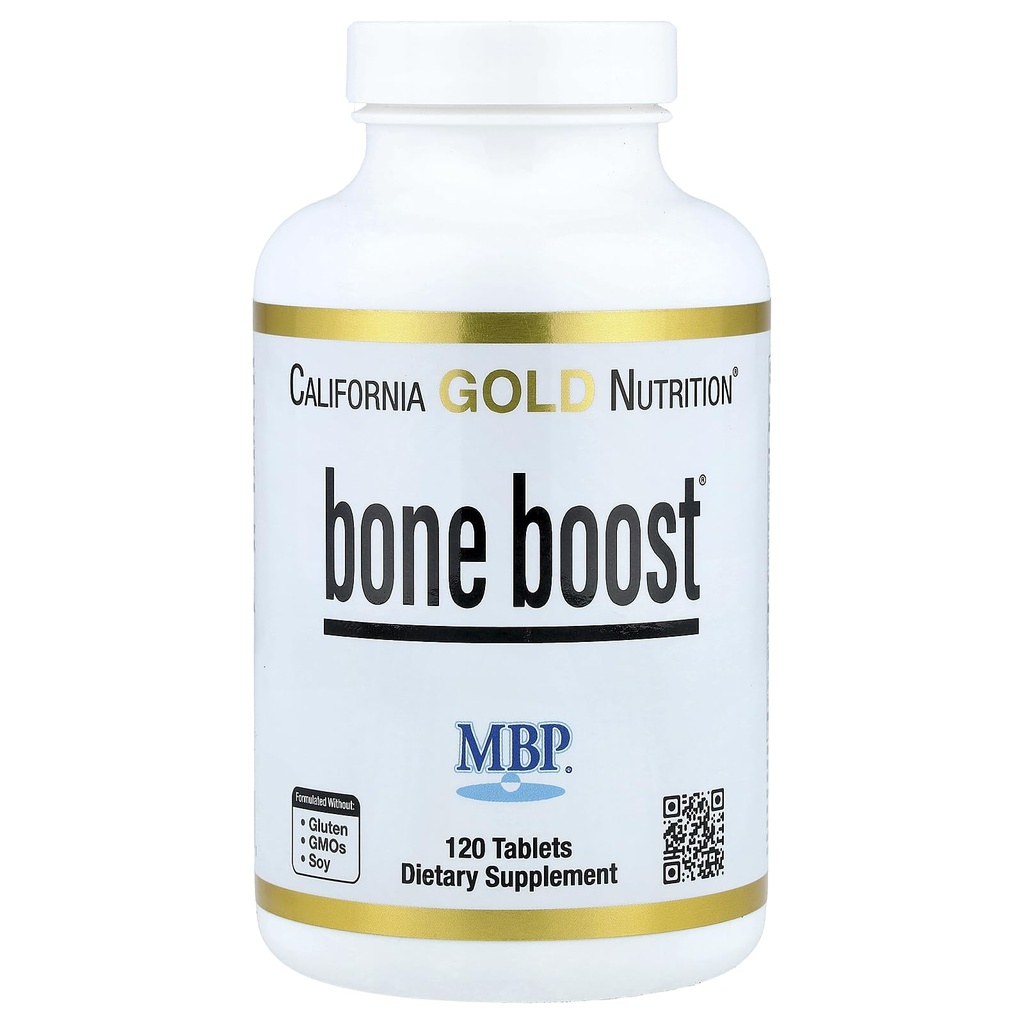 California Gold Nutrition Bone Boost תוסף, תמיכה בריאות העצם, תערובת תזונתית עם Calcium ווויטמין D, Vegetarian Friendly, Gluten Free, non-GMO, 120 טבליות