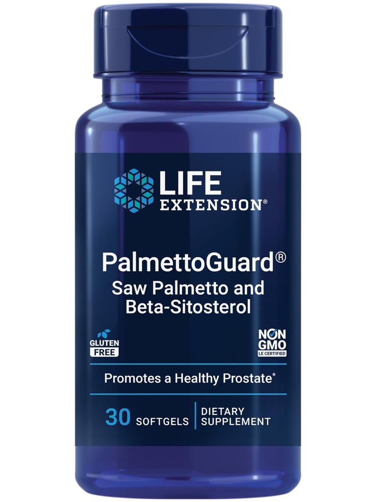 Life Extension PalmettoGuard Saw Palmetto & Beta-Sitosterol - תומך בפונקציונליות פרו-מדינה בריאה וההורמון Metabolism Health - תוספים לגברים - Gluten-Free, non-GMO - 30 רכות