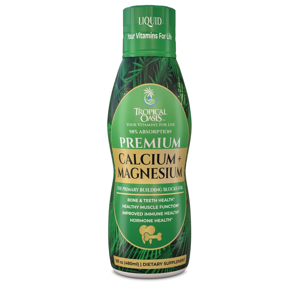 Premium נוזל Calcium Magnesium תוסף: מקדם עצמות חזקות ושיניים בריאות | ויטמין נוזלי טבעי w /Calcium, Magnesium Citrate, Boron & ויטמין D3 | 98% מקס Absorption | 16oz, 32  המשרתים, 32 מנדט