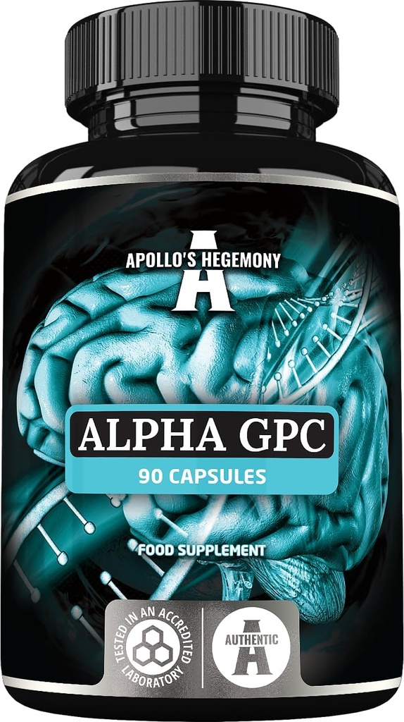 APOLLO'S HEGEMONY Alpha-GPC 600 מ"ג ל-Daily Dose - 90 קפסולות טבעוניות כולסטרול - 99% תוספת דיאטת צ'ופרית - Lipid Choline - זיכרון וקפסולות ריכוז