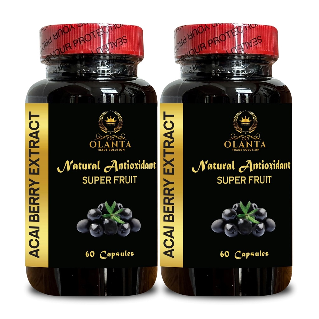 ACAI Berry Extract - acai Berry Supplement Fertility, Açaí Berry (Euterpe oleracea) Pills, Antioxidant-Rich Organic, Fiber Pills - 2 Bottles 120 Capsules