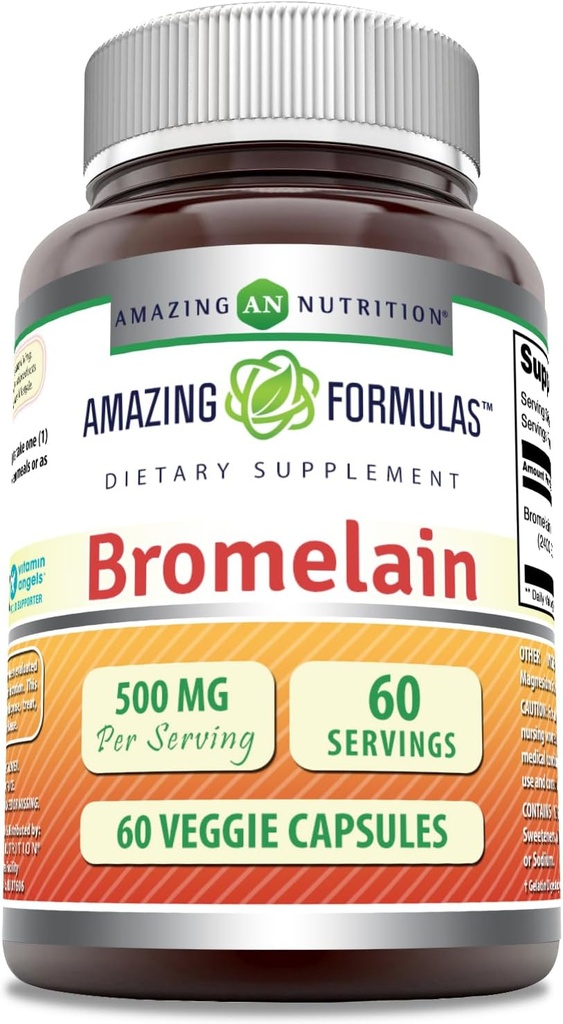 פורמולה מדהימה Bromelain 500 מ"ג 2400 GDU, 60 קפסולות Veggie | Non-GMO | Gluten Free | Made in USA