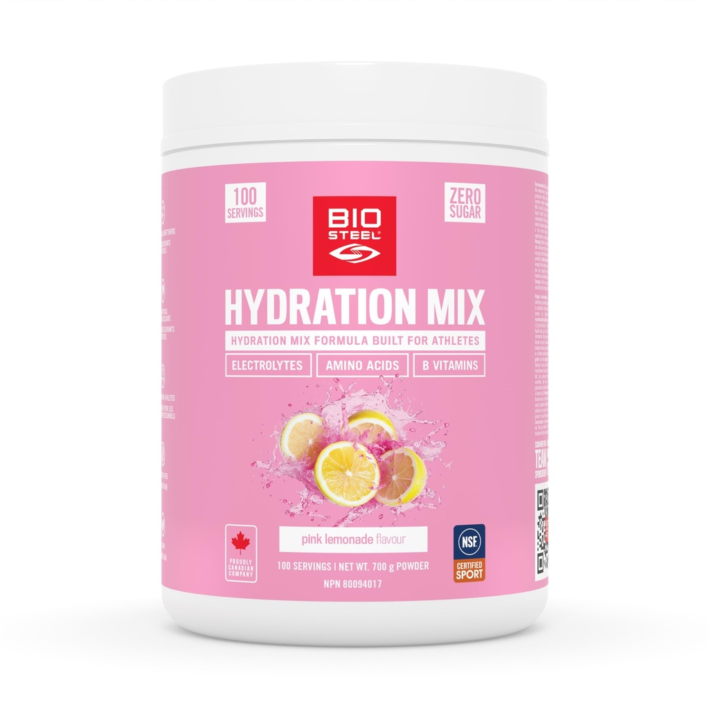 ה-BIOSTEEL Zero Sugar hydrotion Mix, Great Tasting hydrotion with 5 Essential Electrolytes, פינק לימונדה, 100 משרתים לכל Tub