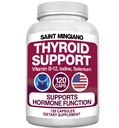 תוסף תמיכה Thyroid עם Iodine | 120 קפסולות כדי לעזור למיסה הגוף ולשפר אנרגיה, Cardiovascular, Energy & Focus Formula | 14 ויטמין טבעי