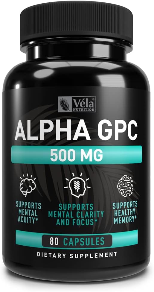 אלפא GPC 500 מ"ג קפסולות | 80 Count | תמיכה פונקציונליות קוגניטיבית בריאה | תמיכה בזיכרון בריא | Dosed for Optimal Bioavailability