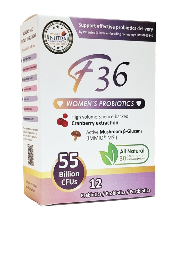 Probiotics for Women 55 מיליארד CFU - Vaginal & Digestive Health, Immune Support, Sleep & PH Balance - עם Cranberry, β-Glucan, Prebiotics & Postbiotics - Once Daily קפסולה - 30 קפסולות Pack