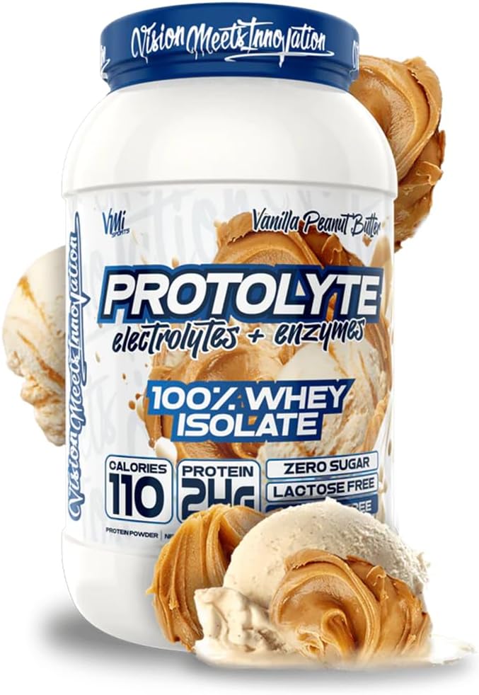 VMI Sports | ProtoLyte Whey Isolate אבקת חלבון | Low Calorie Whey for Weight Loss andשרירים Gain | Enzymes | Non-GMO (1.6 lb, Vanilla Peanut Butter)