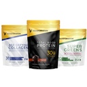 אבקת חלבון שוקולד טרנספורמציה | 30G Multi-Protein Superblend+ Grass-Fed hydrolyzed Collagen Peptides אבקת שיער, Skin, Nails+ אורגני Super Greens Superfood אבקת Immune & אנרגיה תמיכה