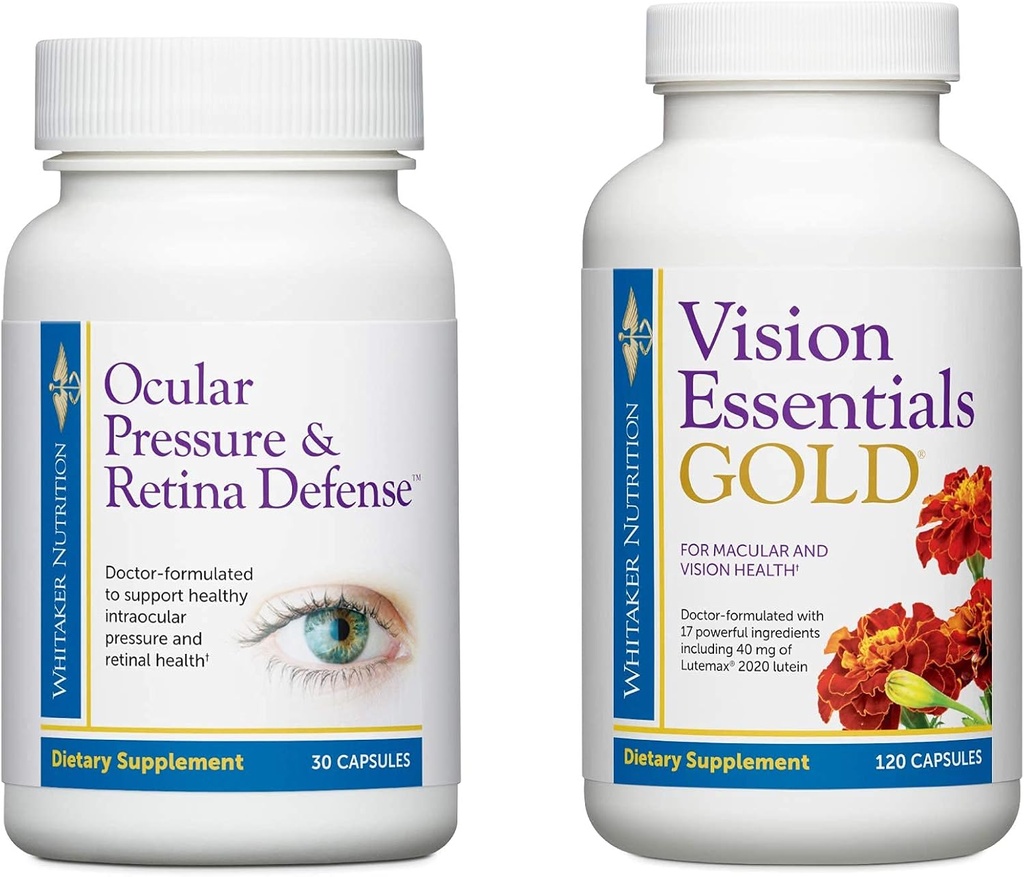 Premium Eye Bundle כולל Vision Essentials Gold, עם 40 מ"ג של Lutein, עבור פונקציונליות חזותית בריאה ו Ocular לחץ & Retina הגנה כדי לתמוך רמות לחץ תוך עיני בריאות