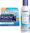 Monistat 1 Day Yeast זיהום טיפול לנשים, 1 Miconazole Ovule הכנס & חיצונית Monistat Anti-Itch Cream Bundle + 10 flic Acid Feminine ניקוי