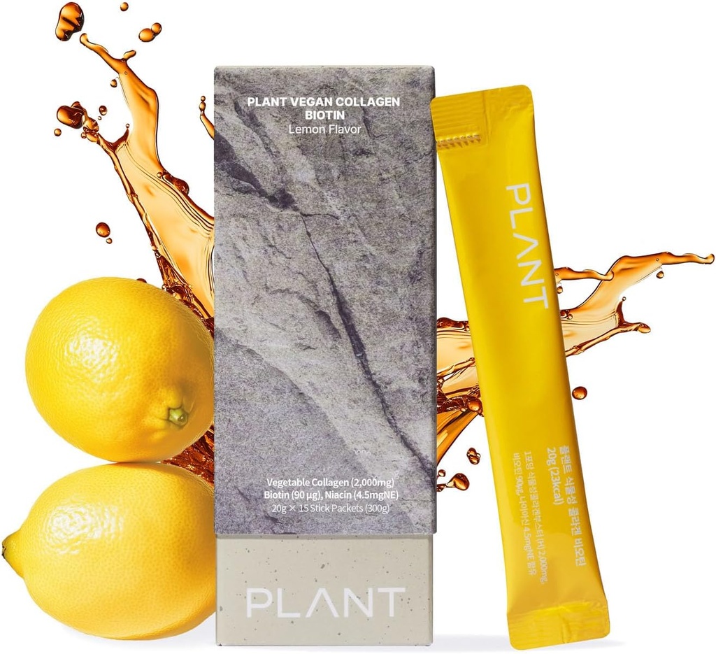 PLANT Vegan Liquid Collagen, Biotin, Niacin | 2,000 מ"ג hydrolyzed Collagen Peptides