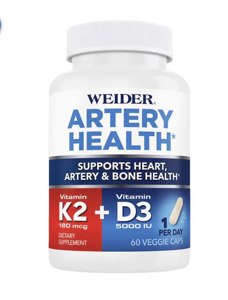 Artery Health for Heart, Immune ועצמות תמיכה עם ויטמין K2 (180mcg) ווויטמין D3 (5000yu), 60 קפסולות Veggie