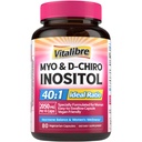 תוסף Inositol, Myo-Inositol & D-Chiro Inositol פריון תוספי עבור נשים, 40:1 אידיאלי Ratio, איזון הורמונלי ותמיכה Ovarian, 80 קפסולות טבעוניות