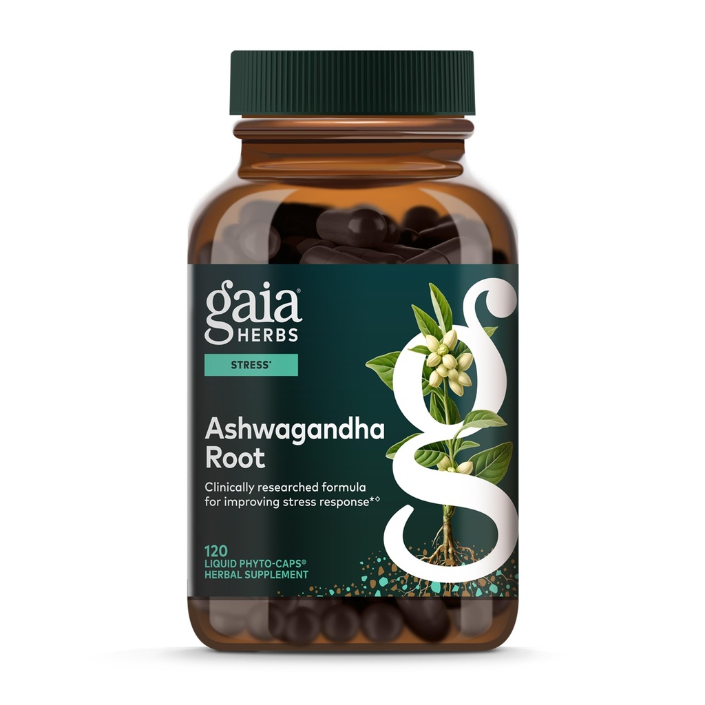 גאיה Herbs Ashwagandha Root - Stress Relief & Sleep Support - תומך רמות האנרגיה של איזון ו- Outlook חיובי * - 120 קפסולות פלסטיק נוזלי טבעוני (60 יום אספקה)