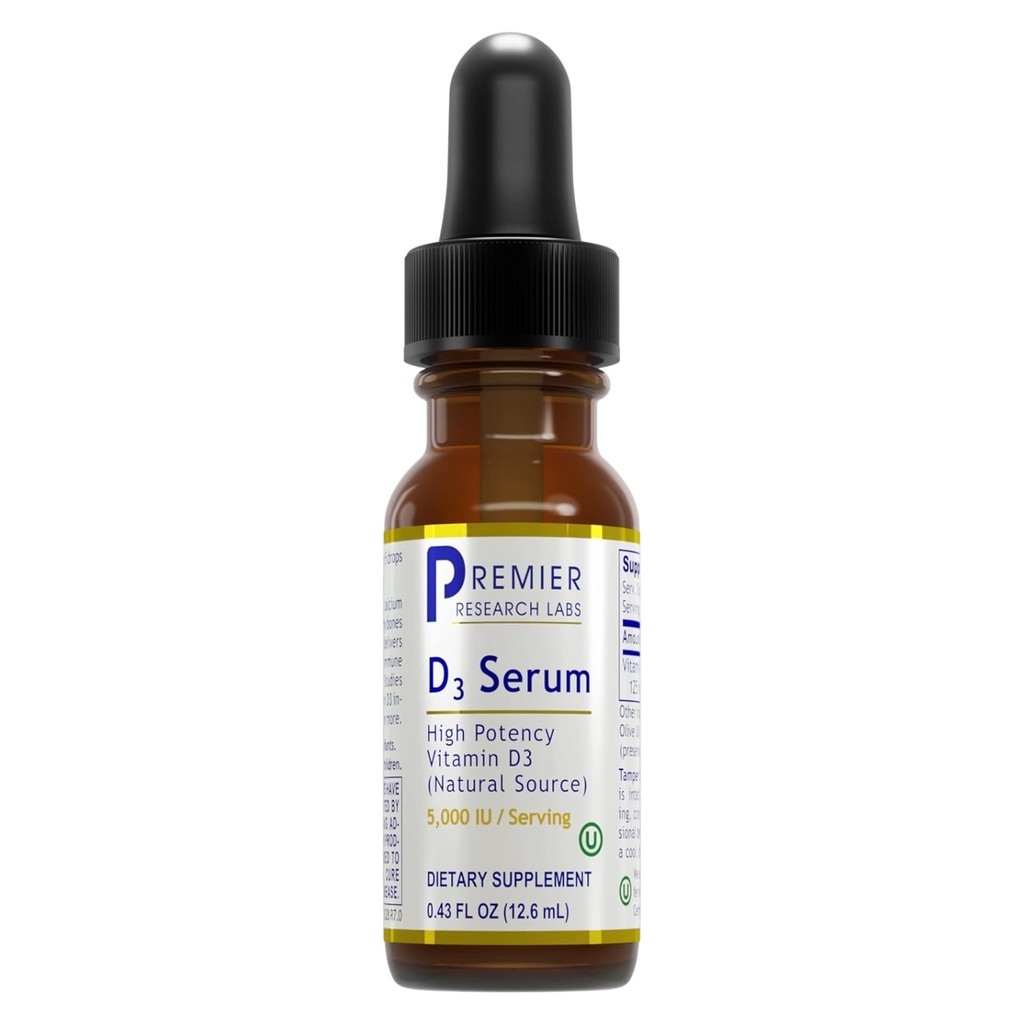מחקר ראשי מעבדות ויטמין D3 Serum - נוזל ויטמין D טיפות עבור מבוגרים, ויטמין נוזלי D3 5000 IU, Sublingual Vit D3 נוזל 0.43 fl oz oz