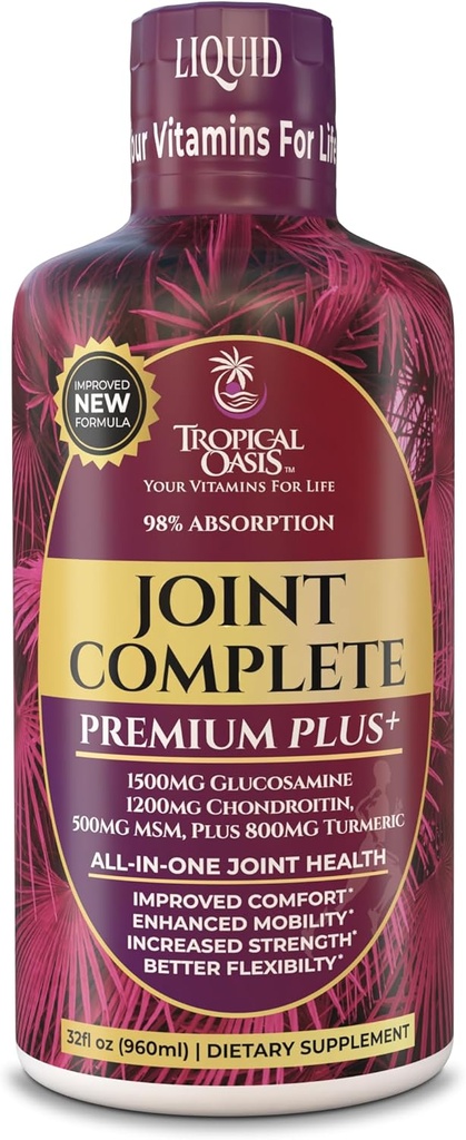 Joint Complete Premium Plus - תוסף נוזלי + Glucosamine, Chondroitin, MSM Plus 800 מ" Turmeric - 98% מקס Absorption - 32oz, 32 servvitin, MSM פלוס 800 מ"ג Turmeric - 98% מקס Absorption - 32oz, 32 servvvvorption