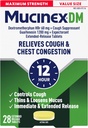 Mucinex Cough Suppressant and Expectorant, DM כוח מקסימלי 12 טבליות, 28ct, 1200 מ"ג Guaifenesin, Relieves Chestungestion, Quiets Wet ו יבש Cough, #1 דוקטור מומלץ OTC מצפהorant מצפה
