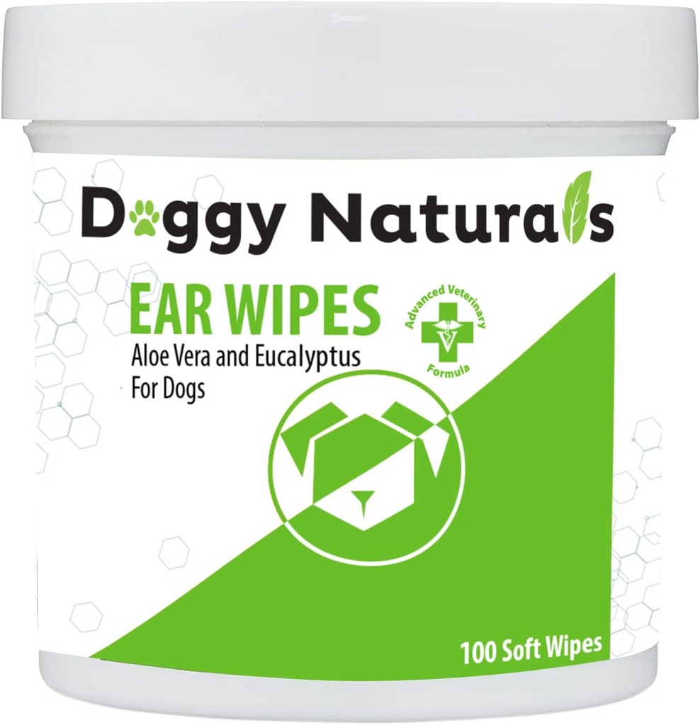 כלב אוזניים נקי יותר Wipes עם Aloe ו Eucalyptus (100 הרוזן) - אוטי ניקוי לכלבים (Made in USA) (100ct Wipes with Aloe & Eucalyptus)