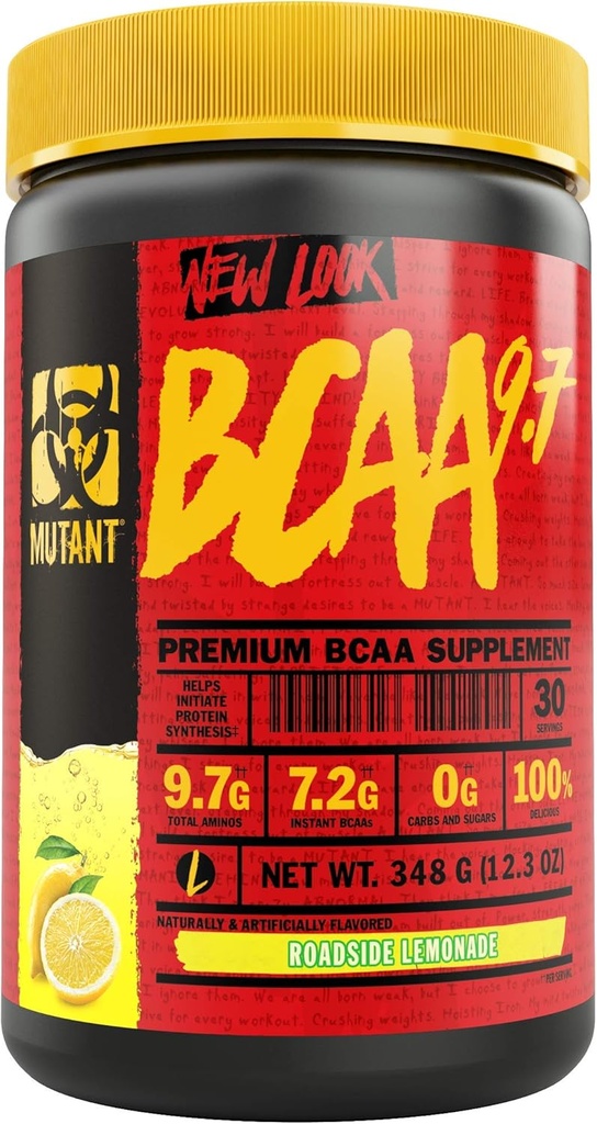 מוטאנט BCAA 9.7 תוספת אבקת BCAA עם תמיכה Amino Energy Support Stack, 348g - Roadside Lemonadeade
