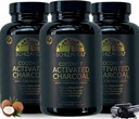 קוקור Charcoal קפסולות תמיכה בריאות - טבעוני, אורגני, non-GMO, No Additives - X-Large בקבוק ספירה - חבילה של 3