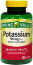 Spring Valley Potassium Caplets Dietary תוסף, 99 מ"ג, 250 הרוזן