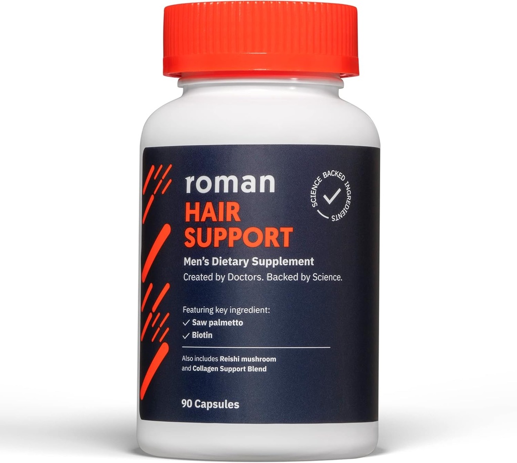 Ro Hair Support Supplement for Men | with Saw Palmetto, Zinc, ו- Biotin כדי לעזור לתמוך שיער נוורוד | 30 יום אספקה (90 קפסולות)