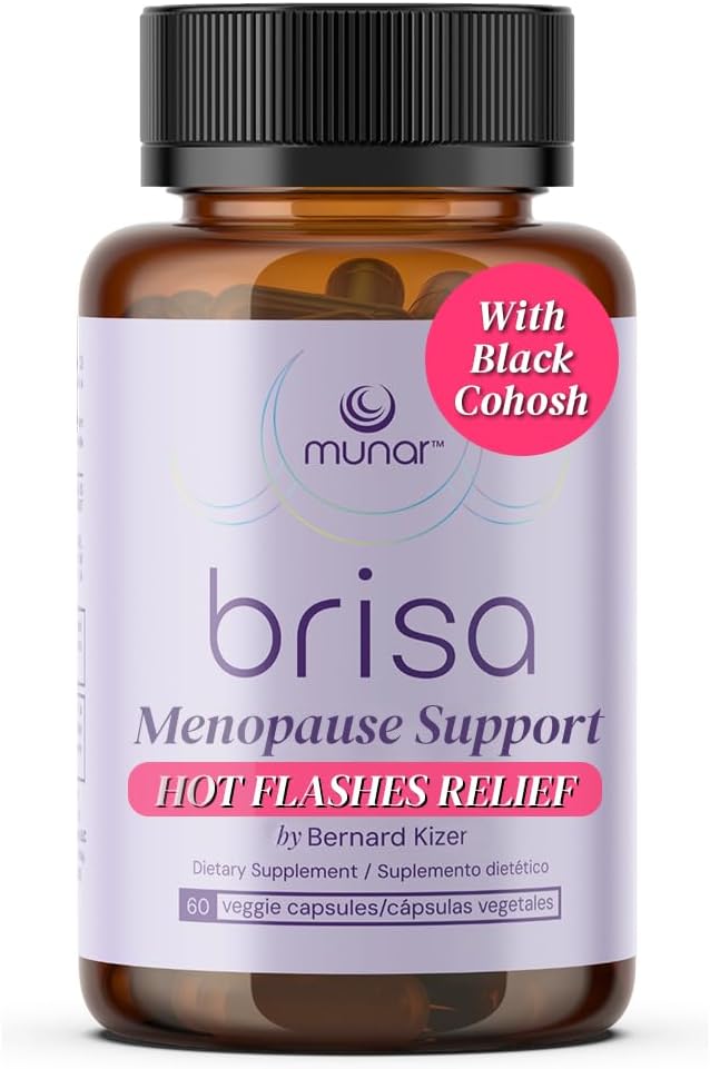 מונראר Brisa Menopause Support - Hormonal Balance for Women with Milk Thistle, Vitex, Black Cohosh and Rhubarb. הפחתת הפלאשים החמים, Boosts Energy, Liver Detox - 30 יום אספקה (60 קפסולות)
