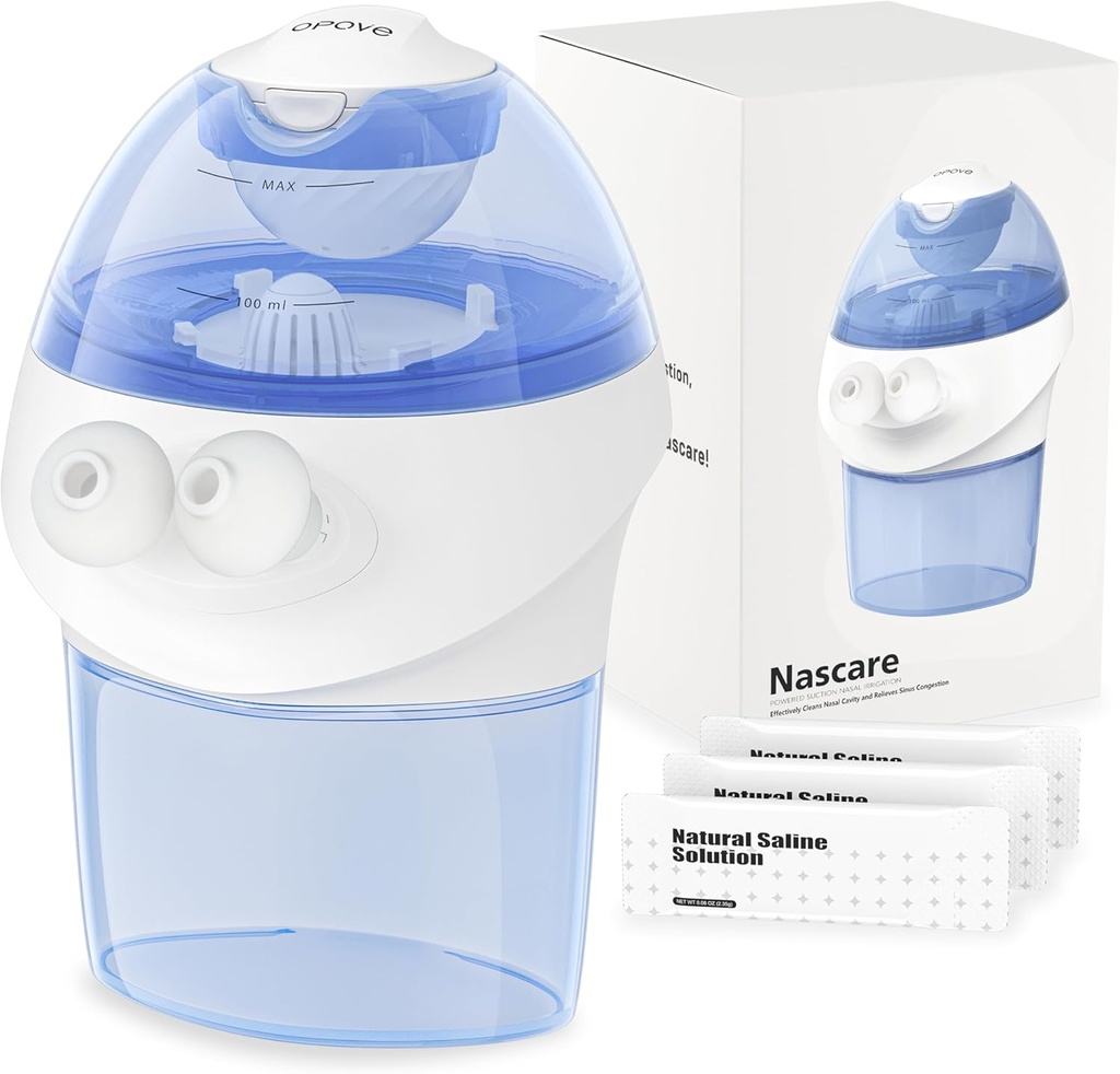 מערכת Irrigation Nsal Irrigation System, Sinus Rinse Kit with 1 Nose ניקויer & 15 Salt Packets, Self-Cleaning & Automat Waste Collection, Rechargeable Sinus Rinse Bottle for Relieving Nasal Discomfort